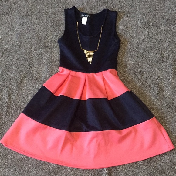 French Atmosphere Dresses & Skirts - Navy/Pink Stripe Dress